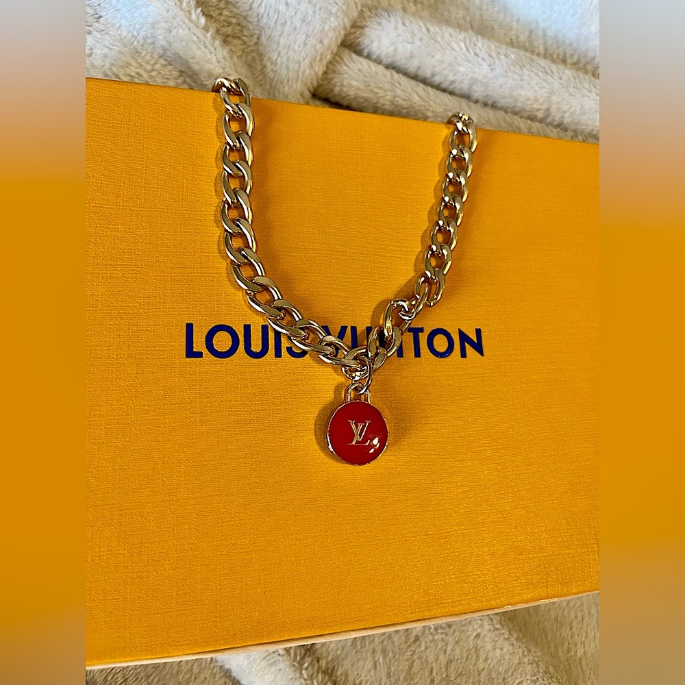 Louis Vuitton pendant necklace red